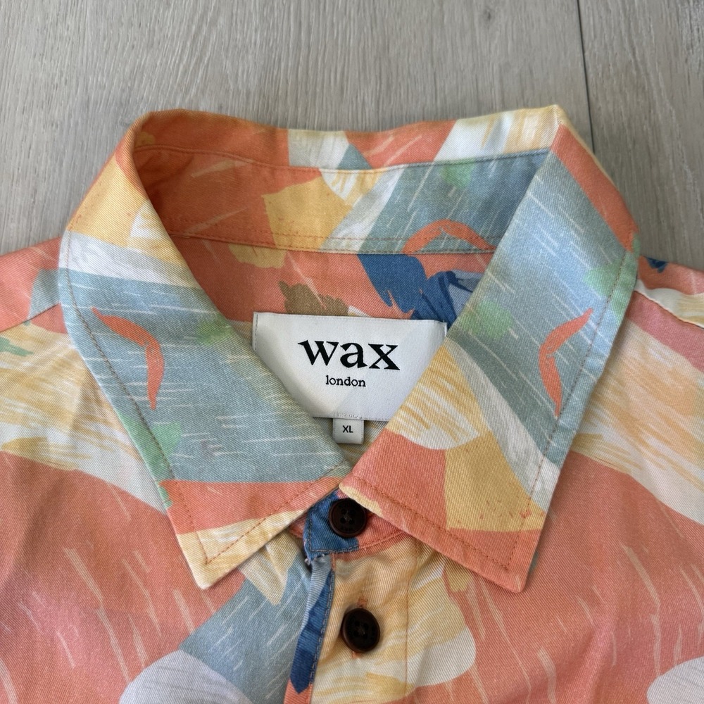 WAX LONDON Didcot Painted Shapes Long Sleeve Camp Shirt Men's Size XL Lyocell